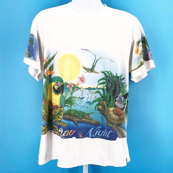 90s Caribbean Soul AOP all over print tshirt 1990s vintage - Picture 1 of 4
